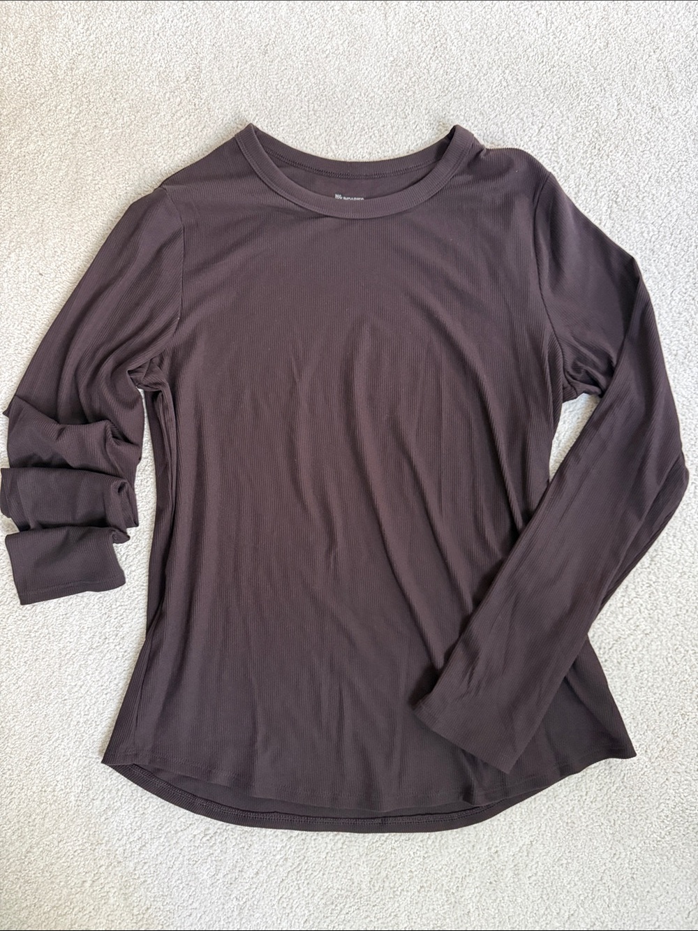 No Boundaries🍩Long Sleeve Crewneck Stretchy Top Dark🧸🍪🍫Brown